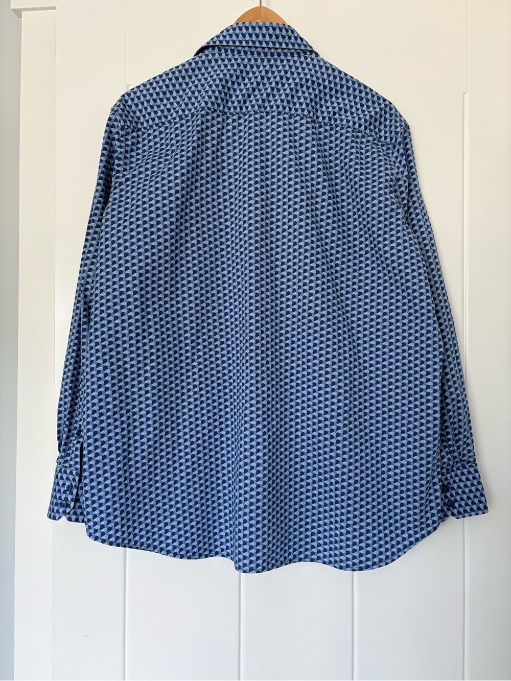 Robert Graham Button Up Shirt Contrast Cuff Blue Geometric Designer Office XL - Picture 9 of 16